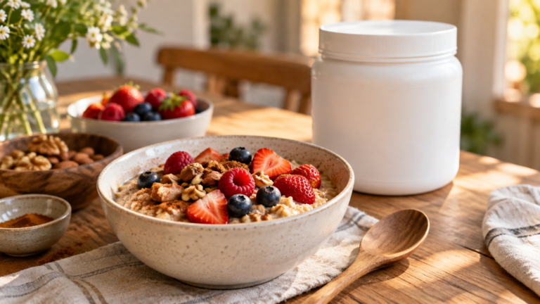 Desayuno de avena para acompañar el manejo del colesterol alto