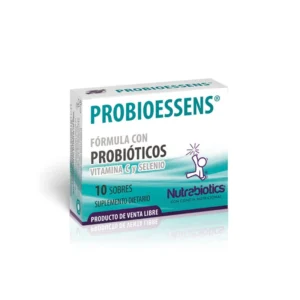 Probioessens, fórmula con probióticos, vitamina C y selenio, 10 sobres, Nutrabiotics Mind Supply Ecuador